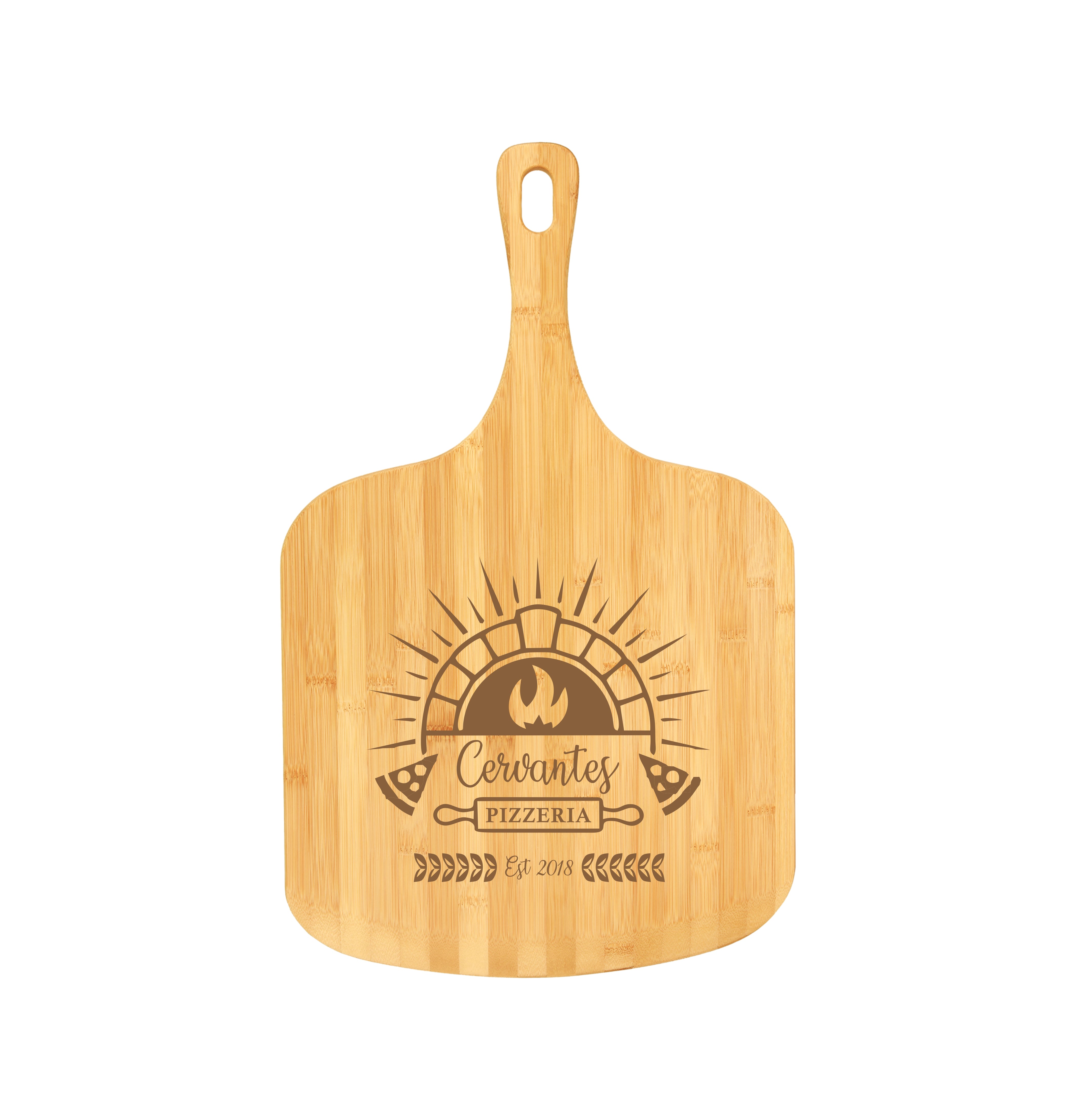 Laser Engraved Bamboo Pizza Board - BirdsWoodShack