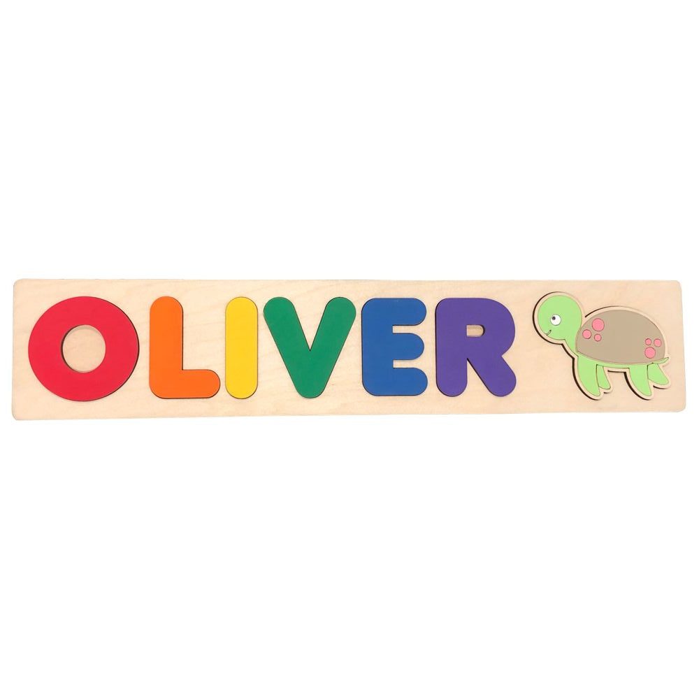 Multi-colored 3D Wooden Name puzzle for Newborn Baby Nursery - BirdsWoodShack