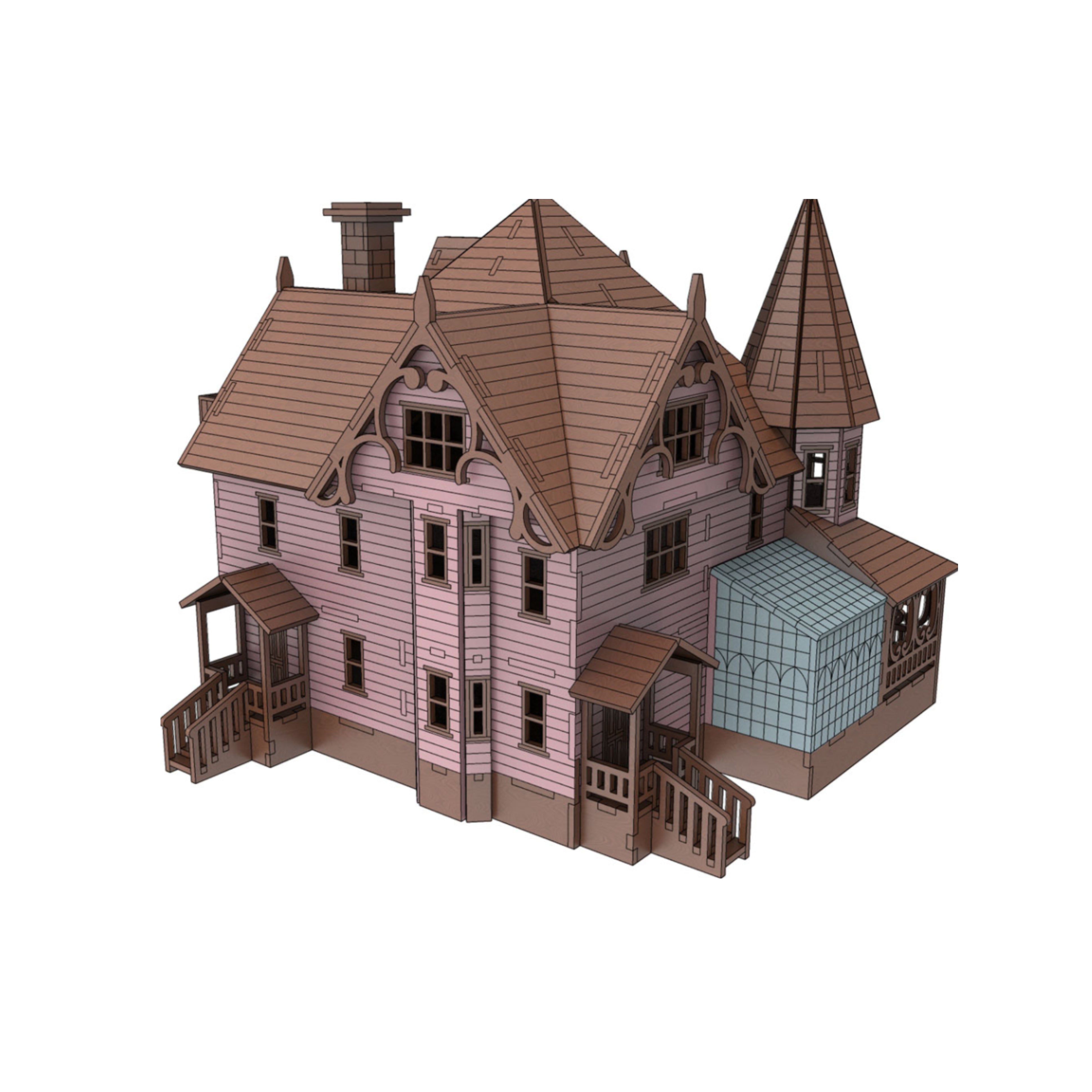 Pink Palace Coraline Model House—3D Puzzle with Intricate Details - BirdsWoodShack