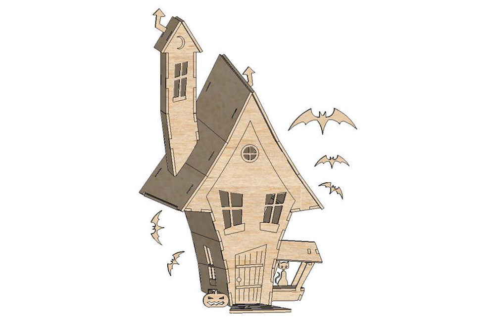Toon Haunted House—3D Halloween Item - BirdsWoodShack